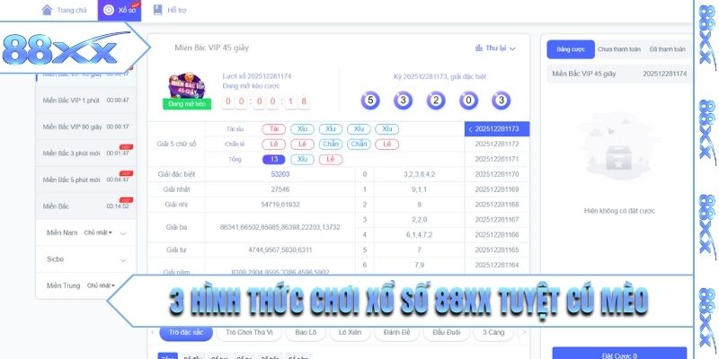 3 hình thức chơi xổ số 88XX tuyệt cú mèo