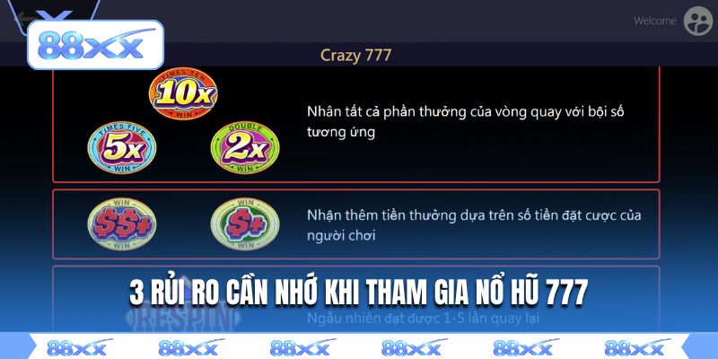 3 rủi ro cần nhớ khi tham gia nổ hũ 777