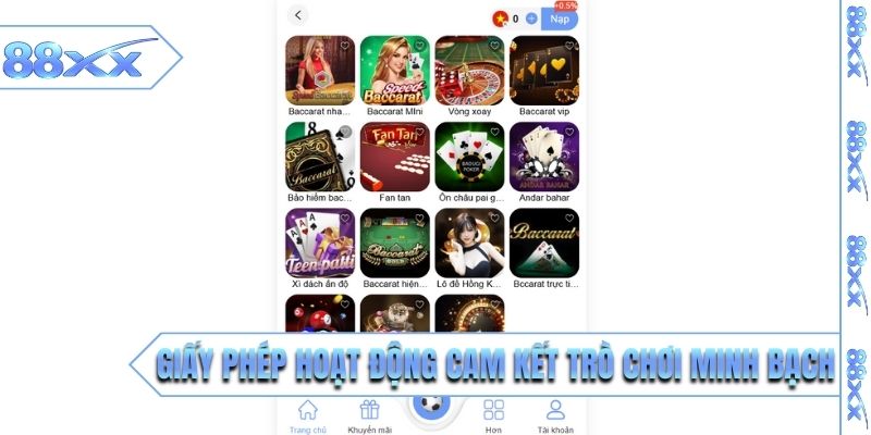Giấy phép hoạt động cam kết trò chơi minh bạch